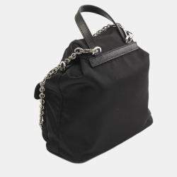 Prada Re-Nylon Shoulder Bag Nylon Saffiano Leather  Black