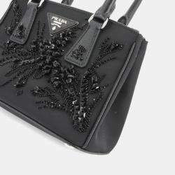 Prada Galleria Mini Saffiano Lux Crystal Double Zip Satchel Bag