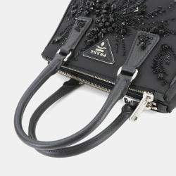 Prada Galleria Mini Saffiano Lux Crystal Double Zip Satchel Bag