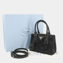 Prada Galleria Mini Saffiano Lux Crystal Double Zip Satchel Bag