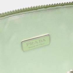 Prada Green Satin Crystal Embellished Triangle Pouch