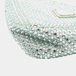 Prada Green Satin Crystal Embellished Triangle Pouch