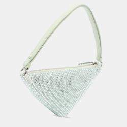 Prada Green Satin Crystal Embellished Triangle Pouch