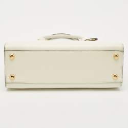 Prada White Saffiano Cuir Leather Snap Tote