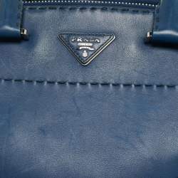 Prada Blue City Calf Leather Twin Pocket Tote