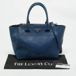 Prada Blue City Calf Leather Twin Pocket Tote