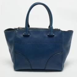 Prada Blue City Calf Leather Twin Pocket Tote