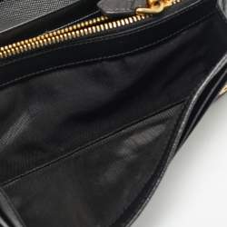 Prada Black Saffiano Metal Leather Triangle Logo Flap Continental Wallet