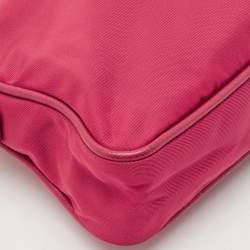 Pre Owned Prada Fuchsia Nylon and Saffiano Leather Chain Crossbody Bag