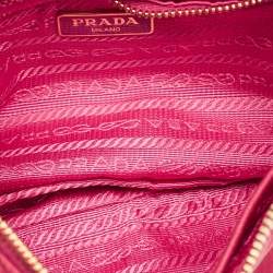 Pre Owned Prada Fuchsia Nylon and Saffiano Leather Chain Crossbody Bag
