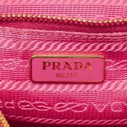 Pre Owned Prada Fuchsia Nylon and Saffiano Leather Chain Crossbody Bag