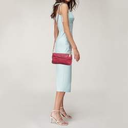 Pre Owned Prada Fuchsia Nylon and Saffiano Leather Chain Crossbody Bag