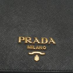 Prada Black Saffiano Leather Flap Chain Shoulder Bag