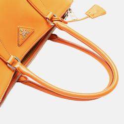 Prada Orange Medium Soft Calf Galleria Double Zip Tote