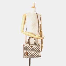 Prada Brown Small Canvas Symbole Triangolo Satchel
