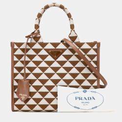 Prada Brown Small Canvas Symbole Triangolo Satchel