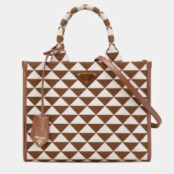 Prada Brown Small Canvas Symbole Triangolo Satchel
