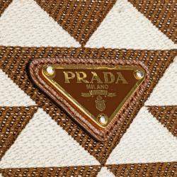 Prada Brown Small Canvas Symbole Triangolo Satchel