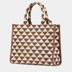 Prada Brown Small Canvas Symbole Triangolo Satchel