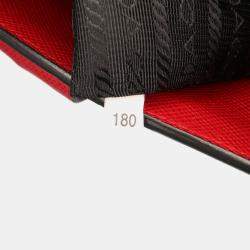 Prada Red Studded Saffiano Cuir Promenade Satchel