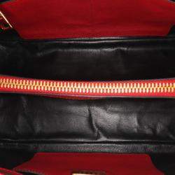 Prada Red Studded Saffiano Cuir Promenade Satchel