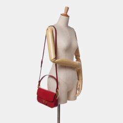 Prada Red Saffiano Lux Embleme Satchel