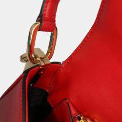 Prada Red Saffiano Lux Embleme Satchel