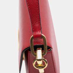 Prada Red Saffiano Lux Embleme Satchel