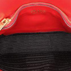 Prada Red Saffiano Lux Embleme Satchel