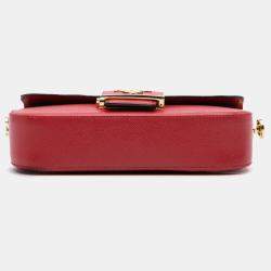 Prada Red Saffiano Lux Embleme Satchel