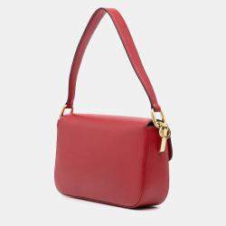 Prada Red Saffiano Lux Embleme Satchel