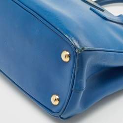 Prada Blue Saffiano Leather Small Galleria Double Zip Tote
