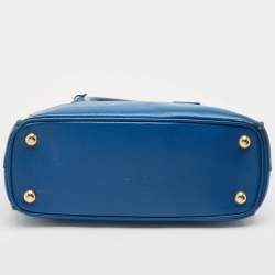 Prada Blue Saffiano Leather Small Galleria Double Zip Tote