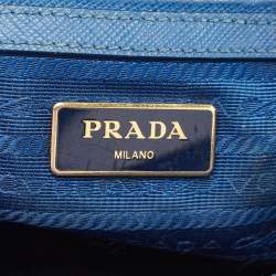 Prada Blue Saffiano Leather Small Galleria Double Zip Tote