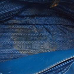 Prada Blue Saffiano Leather Small Galleria Double Zip Tote