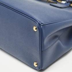 Prada Navy Blue Saffiano Lux Leather Parabole Tote