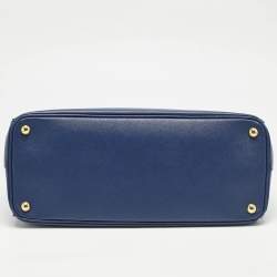 Prada Navy Blue Saffiano Lux Leather Parabole Tote