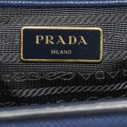 Prada Navy Blue Saffiano Lux Leather Parabole Tote