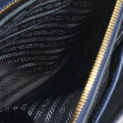 Prada Navy Blue Saffiano Lux Leather Parabole Tote