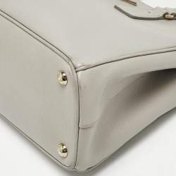 Prada Light Grey Saffiano Leather Small Galleria Double Zip Tote
