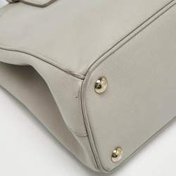 Prada Light Grey Saffiano Leather Small Galleria Double Zip Tote