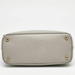 Prada Light Grey Saffiano Leather Small Galleria Double Zip Tote