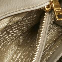 Prada Light Grey Saffiano Leather Small Galleria Double Zip Tote