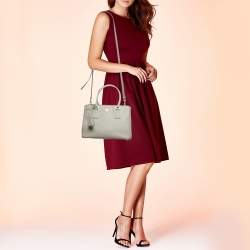 Prada Light Grey Saffiano Leather Small Galleria Double Zip Tote