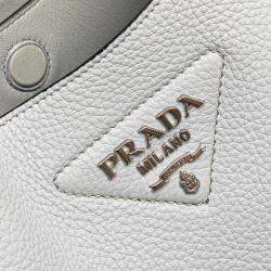 Prada White Vitello Daino Dynamique Hobo