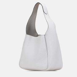 Prada White Vitello Daino Dynamique Hobo