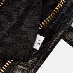 Prada Black Large Shiny Calfskin Bonnie Satchel