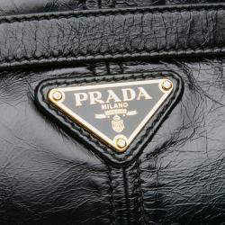Prada Black Large Shiny Calfskin Bonnie Satchel