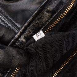 Prada Black Large Shiny Calfskin Bonnie Satchel