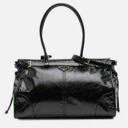 Prada Black Large Shiny Calfskin Bonnie Satchel